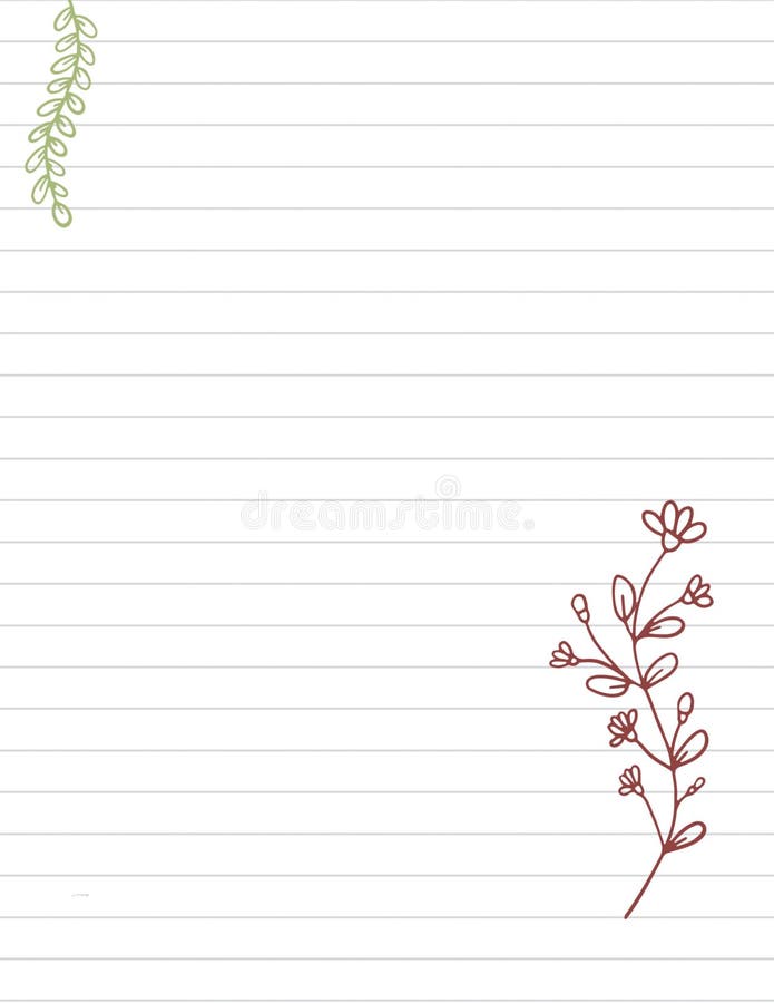 Floral Printable Letter Paper, Line Sheet, Floral Printable Letter