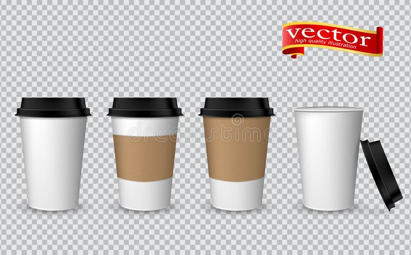 Download Blank Realistic Coffee Cup Mockup Paper Cups Isolated On White Plastic Coffee Cup Templates Stock Vector Illustration Of Beverage Liquid 125117166