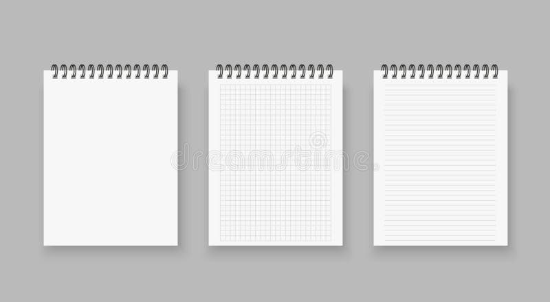 Blank of realistic notebooks lined and dots paper page isolated on transparent background. lean spiral notepad blank stock illustration Blank of realistic notebooks lined and dots paper page isolated on transparent background. lean spiral notepad blank stock illustration
