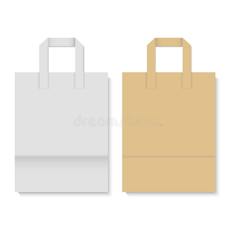 Download Blank Realistic Paper Bag Mockup. Vector Illustration ...