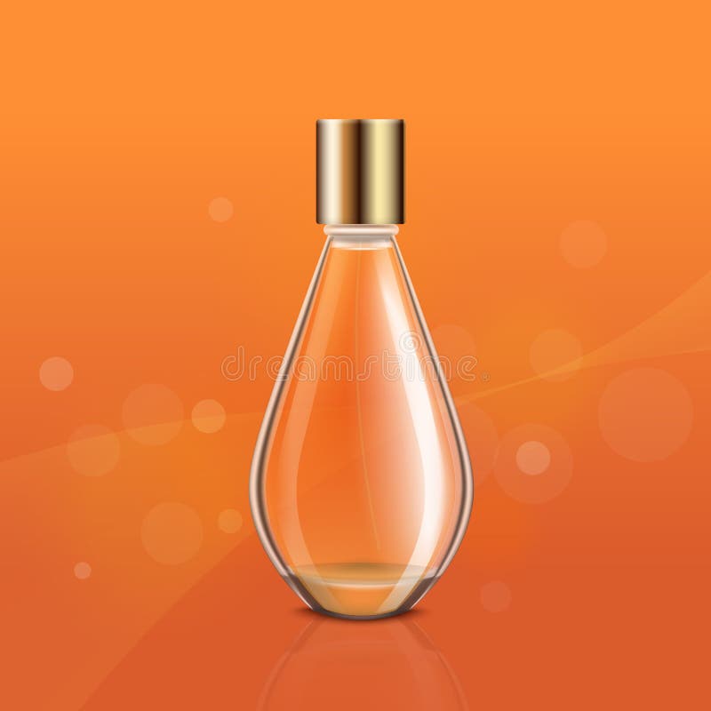 Download Transparent Gold Perfume Cosmetic Bottle. Realistic Vector Illustration Of Cosmetic Product ...
