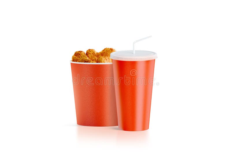 Download Blank Red Food Bucket With Cup With Straw Mockup, Stock Illustration - Illustration of ...