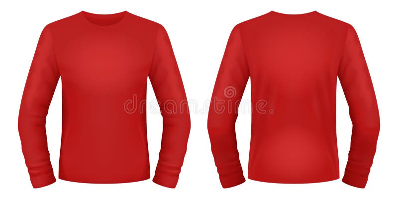 Blank Red Long Sleeve Shirt Template. Front and Back Views. Vector ...