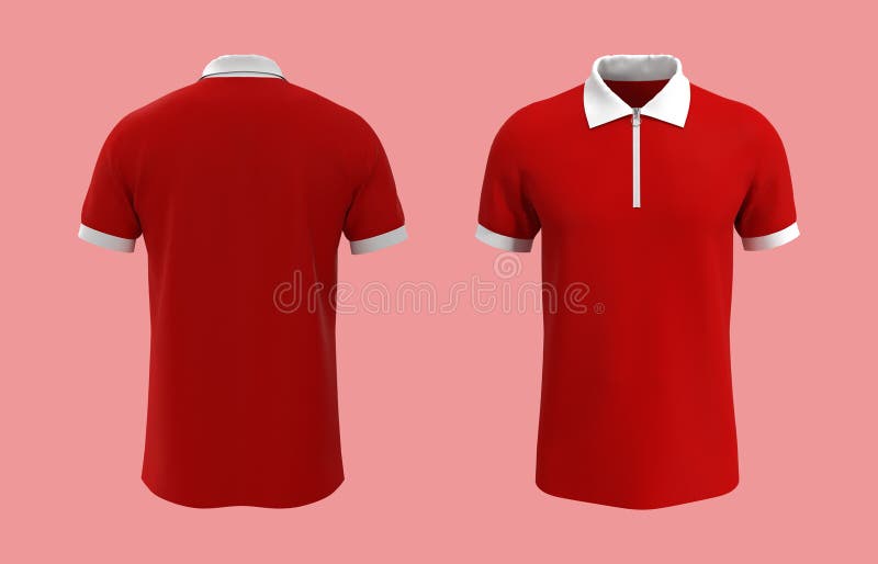 Blank Red Polo Shirt Mockup with Half ...