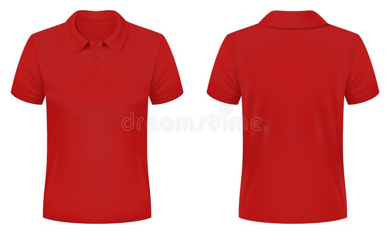 Blank Red Polo Shirt Template. Front and Back Views. Vector ...