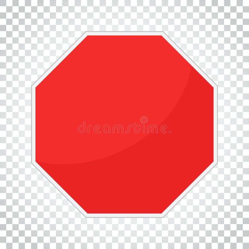 Blank Red Stop Sign Vector Icon. Empty Danger Symbol Vector