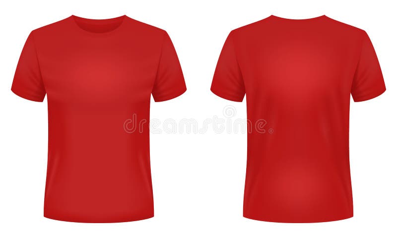 Blank Red T-shirt Template. Front and Back Views. Vector Illustration ...