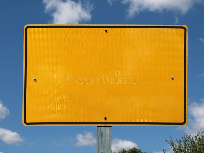 Blank Reflective Yellow Sign Stock Photo Image of message, background