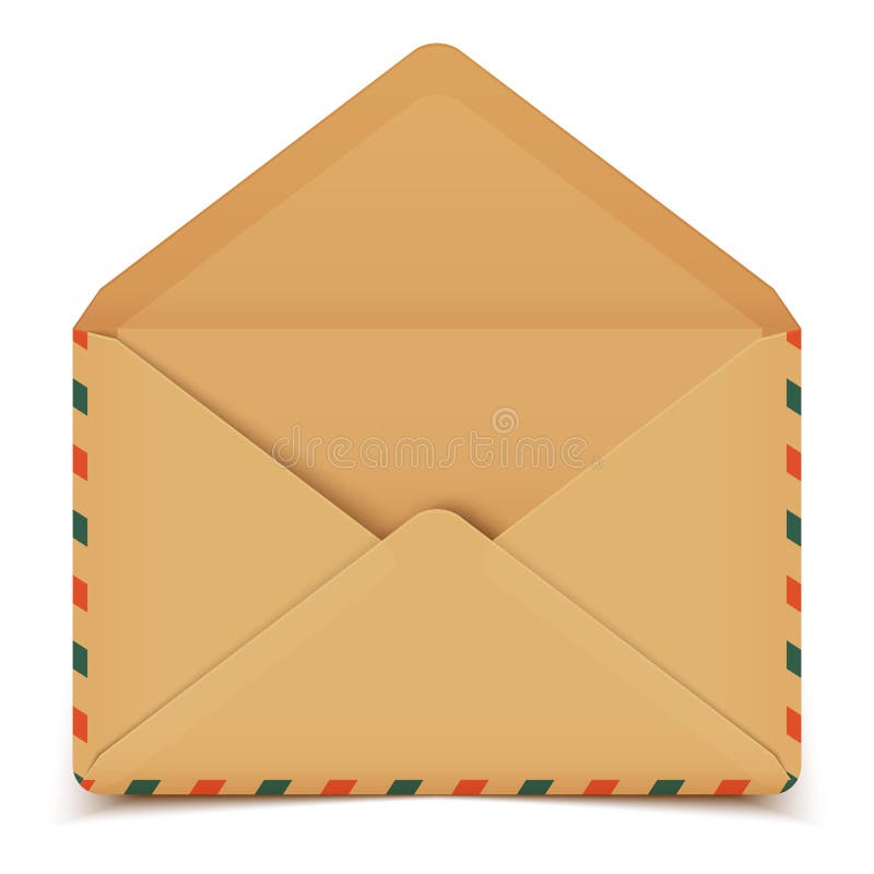 Blank retro vector open envelope isolated on white vector illustration