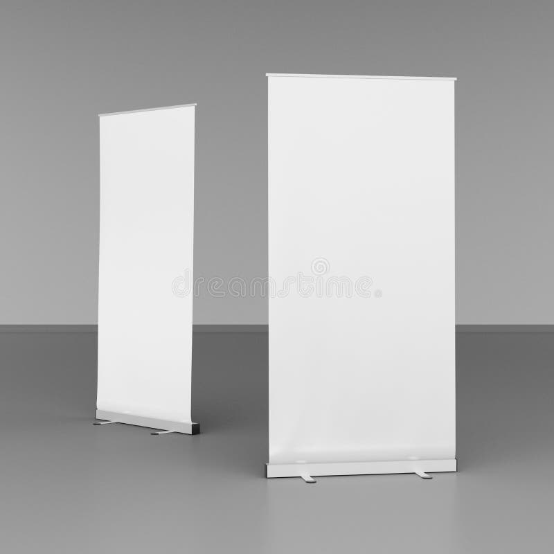White Gray Blank Roll Up Banner Stock Illustrations 143 White Gray