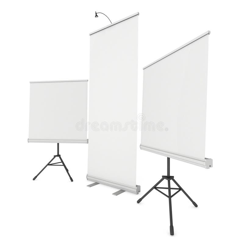 Blank Roll Up Expo Banner Stand Group royalty free illustration Blank Roll Up Expo Banner Stand Group royalty free illustration