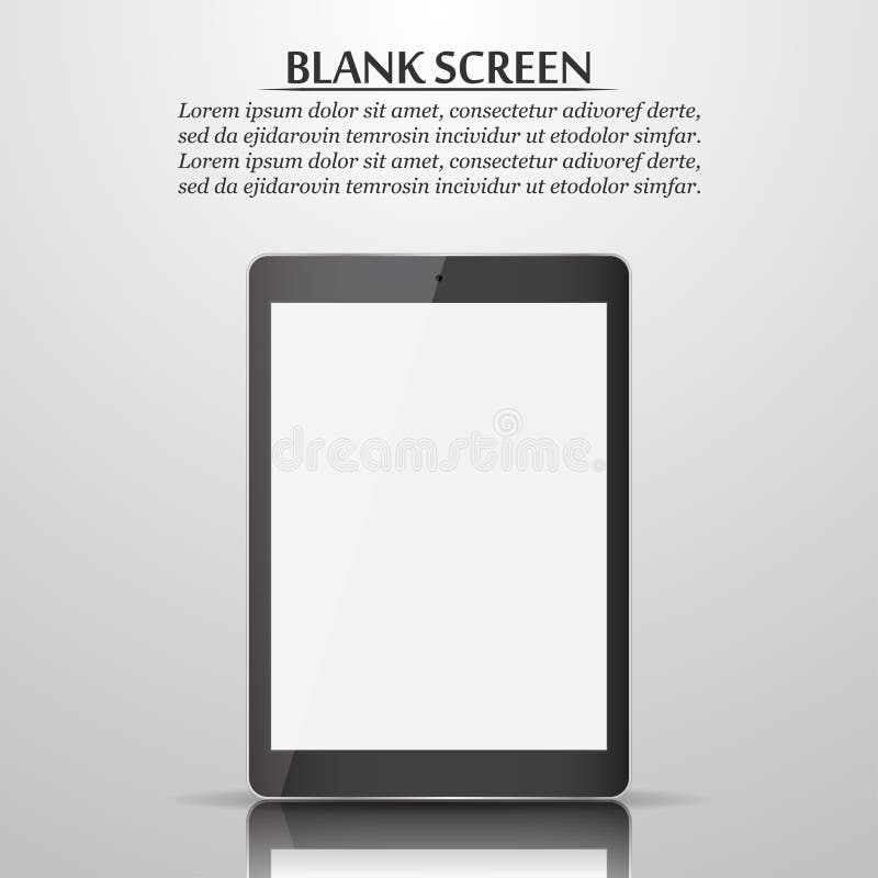 Blank Screen. Tablet with Reflection and Shadow Stock Vector