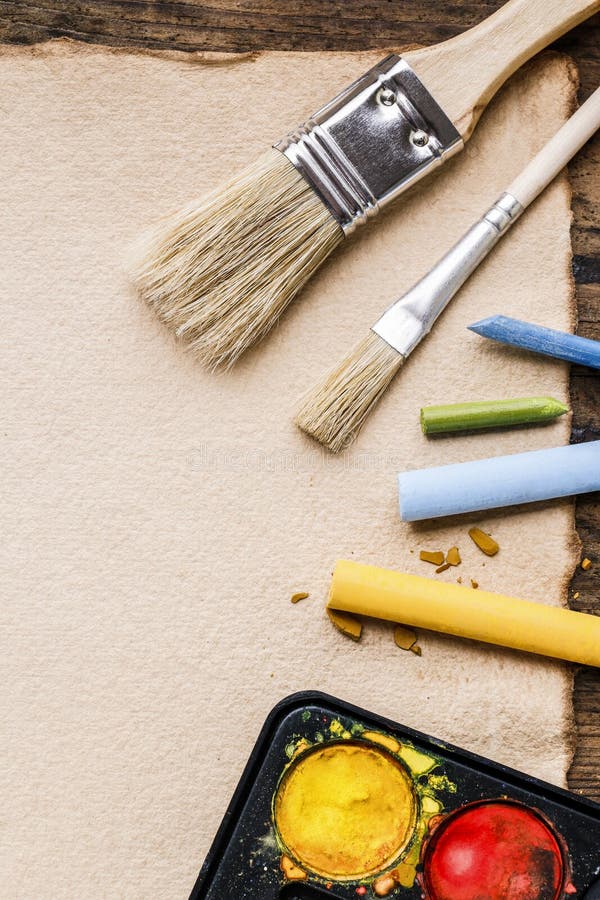 Blank Sheet of Paper and Drawing Accessories. Stock Image Image of