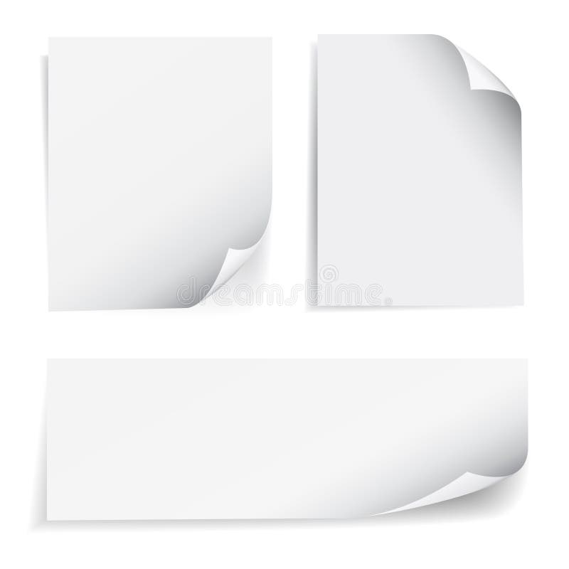 Blank Sheet Paper Page Curl Set royalty free illustration