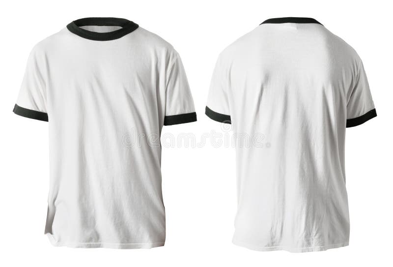 Blank Shirt Mock Up Template, Front and Back View, Plain Ringer White T ...