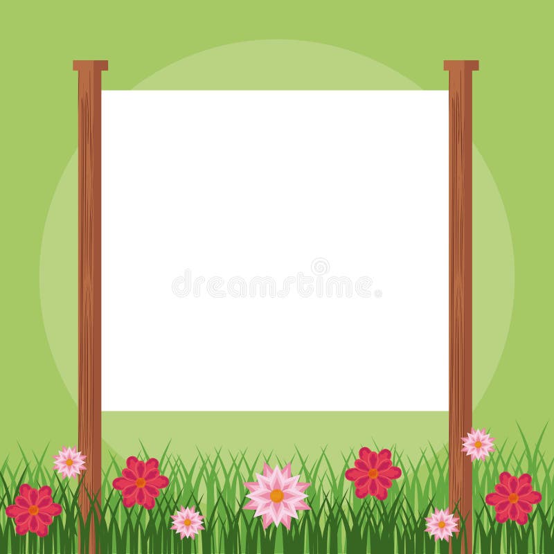 Blank Sign in Floral Garden Stock Vector Illustration of blank, flowers 145485401