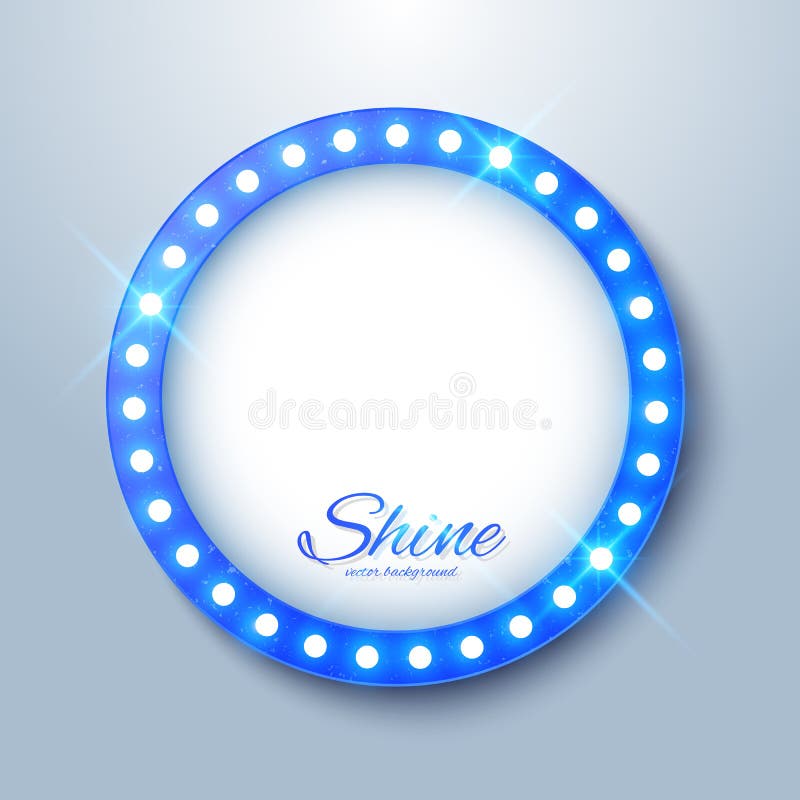 Blank signboard with glowing shiny light bulbs royalty free illustration