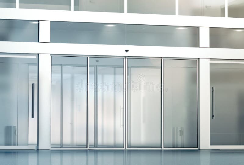 Download Blank Sliding Glass Doors Entrance Mockup Stock Image - Image of airport, brand: 81646181