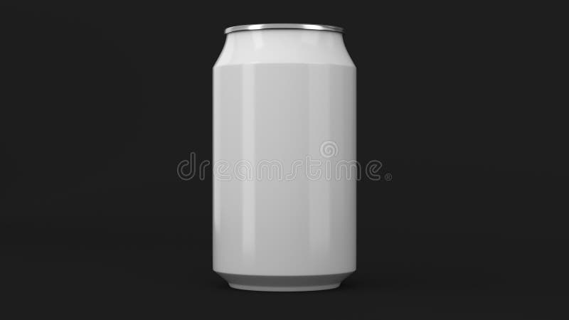 Blank small white aluminium soda can mockup on black background royalty free illustration