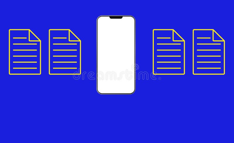Blank smartphone screen , file icons. Vector illustration on data storage concept. Copy space vector illustration
