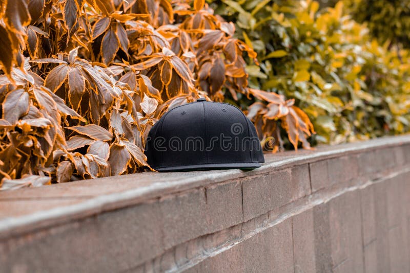 Download Blank Black Snapback Hat Cap Flat Visor For Mockup Stock ...