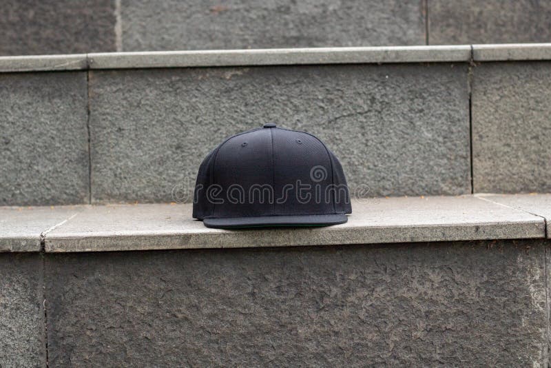 Download Blank Black Snapback Hat Cap Flat Visor For Mockup Stock ...