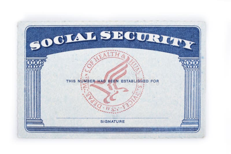 Blank social security card on a white