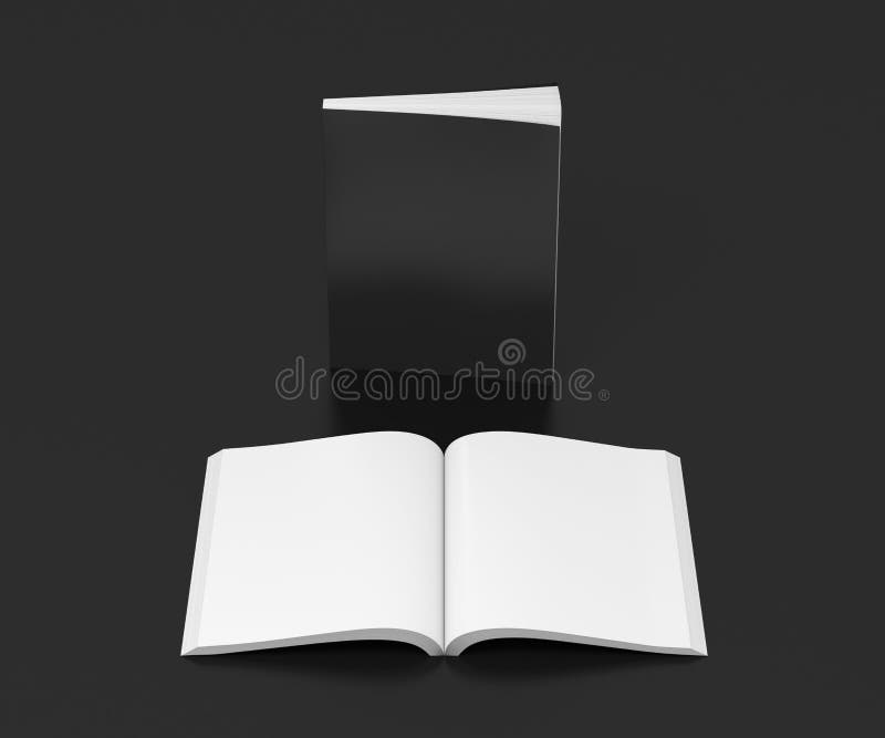 Blank soft cover books opened and standing stock illustration