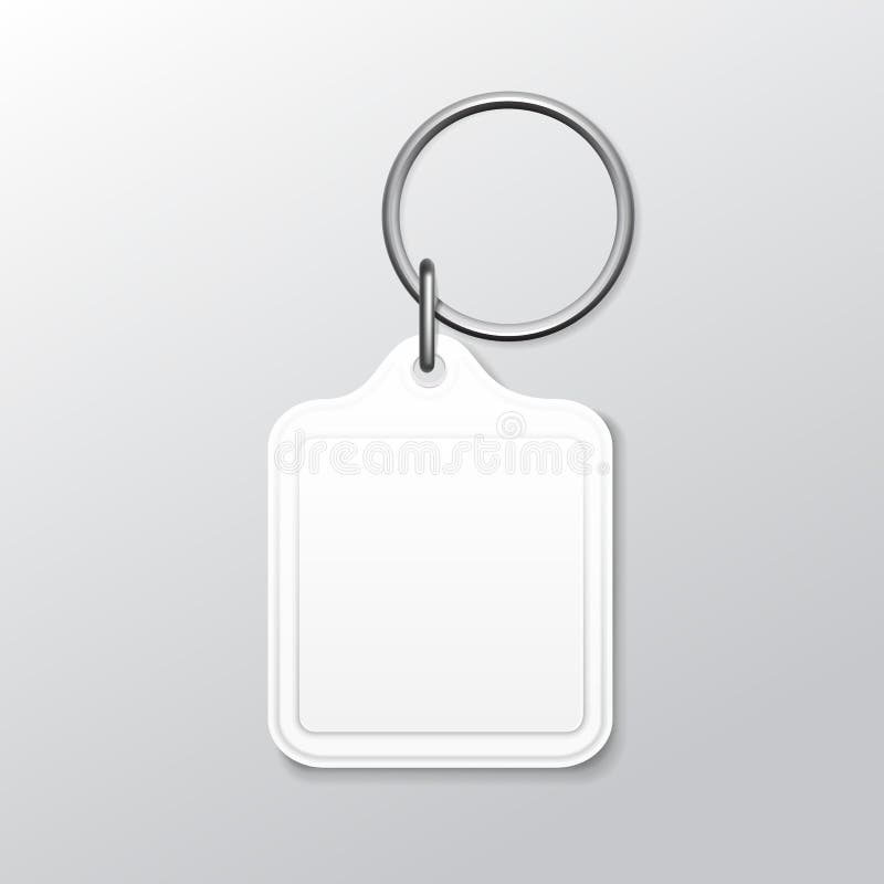 Blank square keychain with ring and chain for key Vector Image