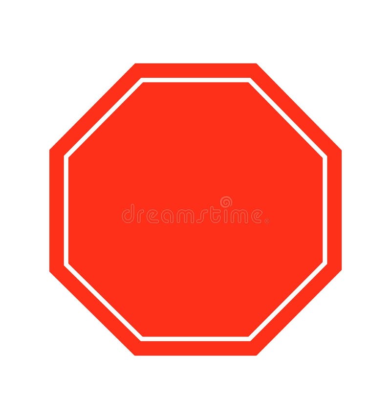Blank Stop Sign Icon, Red Isolated on White Background, Vector