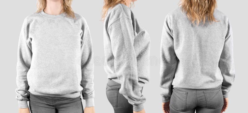 Download Blank Sweatshirt Mock Up, Front, Back And Profile, . Stock Photo - Image of path, girl: 73680710