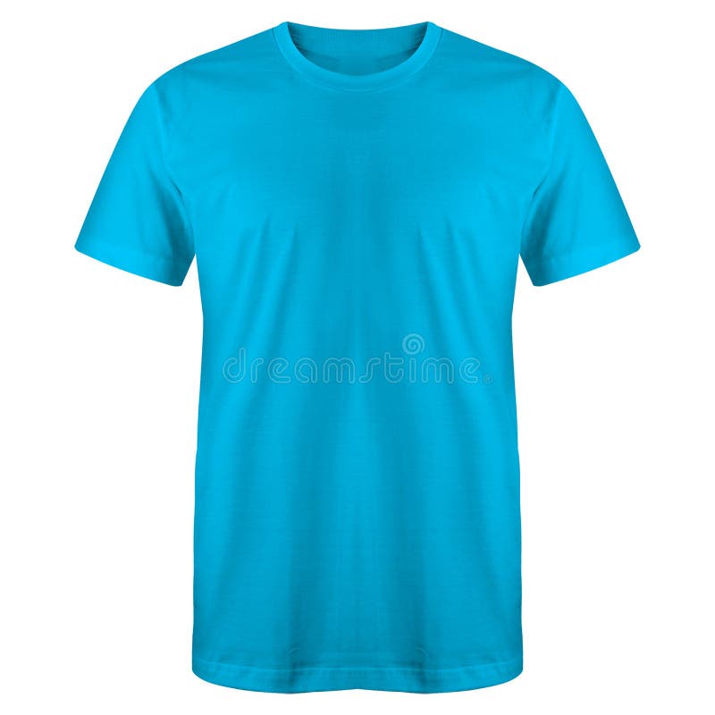 Blank T Shirt Blue Color Isolated on White Background, Ready for Mock ...