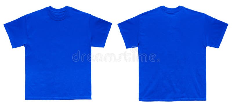 Blank T Shirt Color Blue Template Front and Back View Stock Photo ...