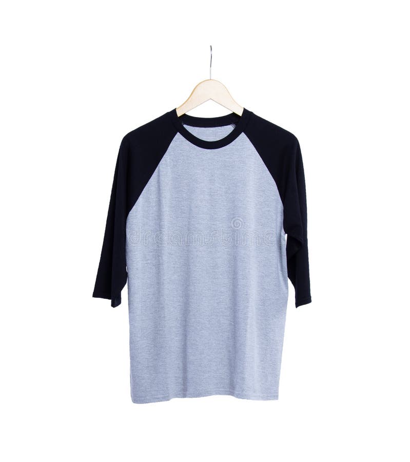 Download Blank T Shirt Raglan 3/4 Sleeves Front View With Black ...