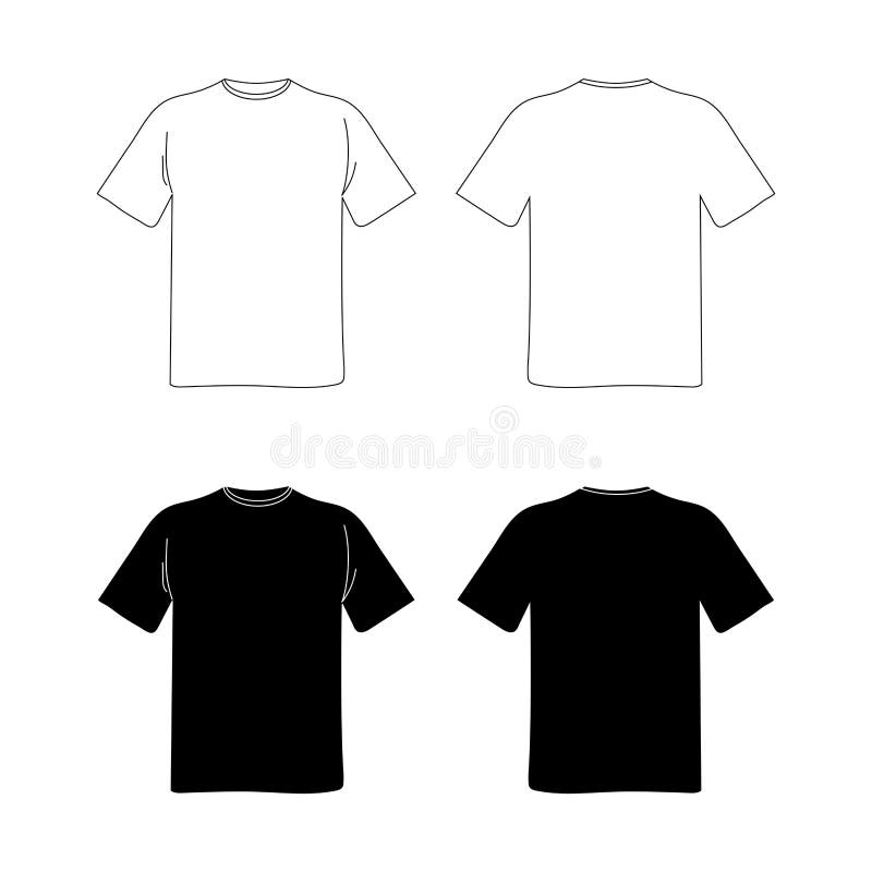 Download Blank T Shirt Template Black And White Vector Image Flat Illustration Front And Back View Mockup Stock Vector Illustration Of Cloth Front 159722298
