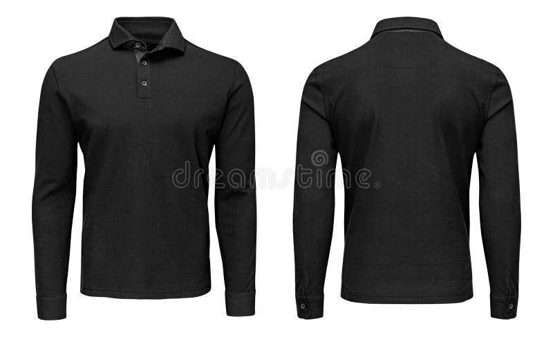 Blank Template Mens Black Polo Shirt Long Sleeve, Front And Back View, White  Background. Design Sweatshirt Mockup For Print. Stock Photo - Image Of Shirt,  Back: 108105106
