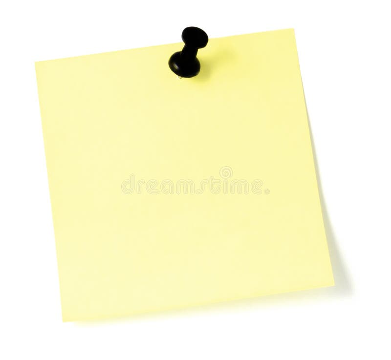 Blank Yellow Post-It / To-Do List with pushpin. Paper notation stock images, royalty-free photos and pictures
