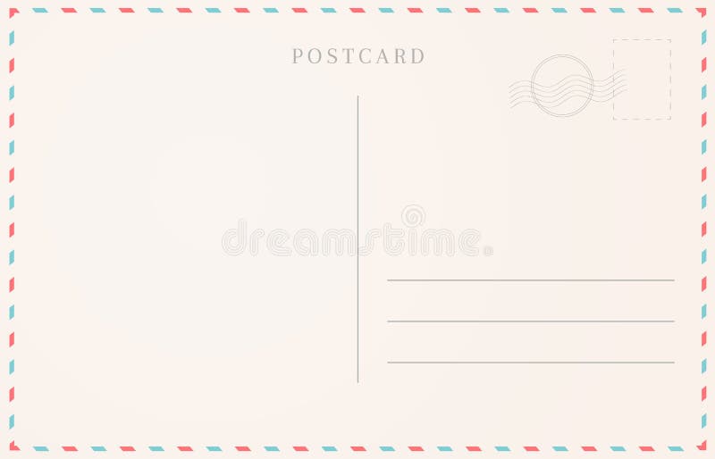 Vintage postcard vector template. Blank travel postcard. Post card
