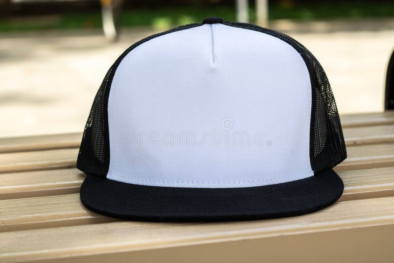 Download Blank Trucker Hat Cap Flat Visor With Black And White ...