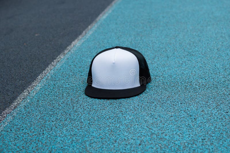 Download Blank Trucker Hat Cap Flat Visor With Black And White ...