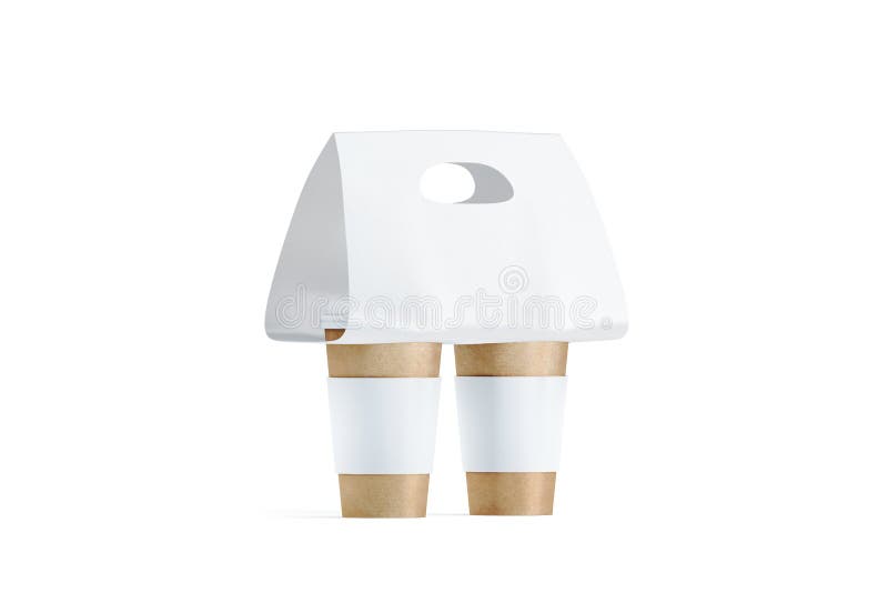 Download Blank Two Craft Coffee Cups White Carrier Holder Mockup Stock Illustration - Illustration of ...