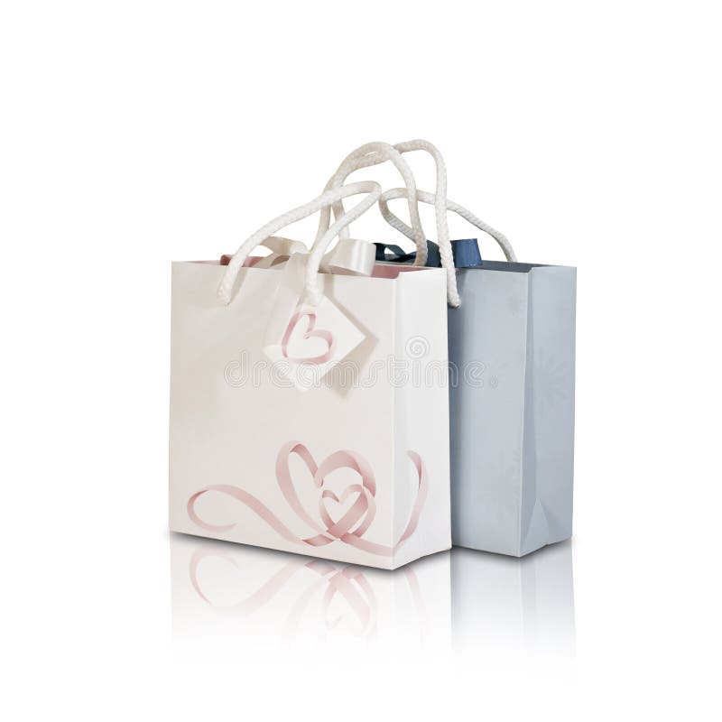 Download Blank Two Paper Gift Bag Mock Up Standing On Isolated ...