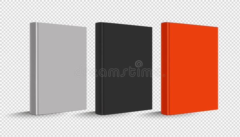 Blank Vertical Hardcover Book Set - Vector Illustration - Isolated On Transparent Background