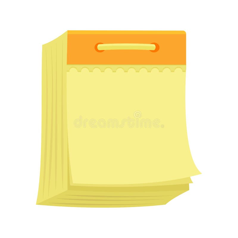 Blank Vintage Calendar with Tearoff Pages. Notepad Open for Notes