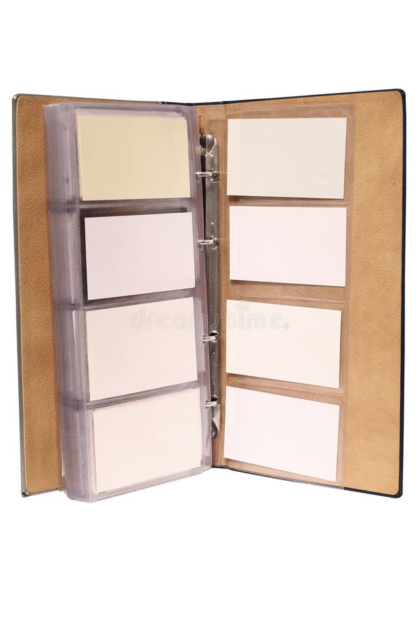 Blank visit cards in the organizer stock photos