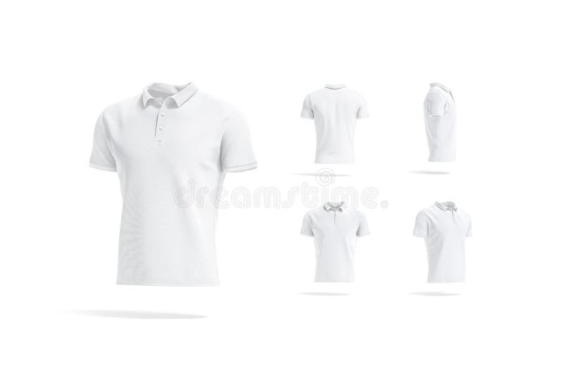 Blank vit polo-skjorta mockup olika vyer royaltyfri illustrationer