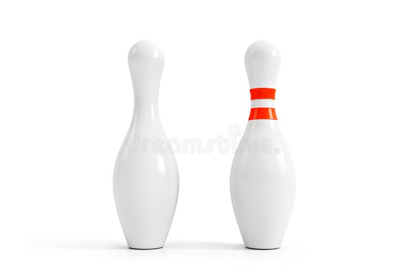 Blank weißer Bowlingskitz mockup front view 3d rendering. Leere Schüssel-Game-Stift verspotten isoliert. Klare Freizeit stock abbildung