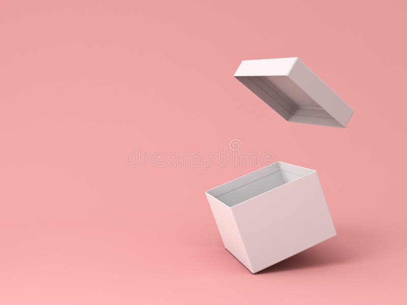 Blank weißes, offenes Karton, isoliert auf rosa pastellfarbenem Hintergrund vektor abbildung