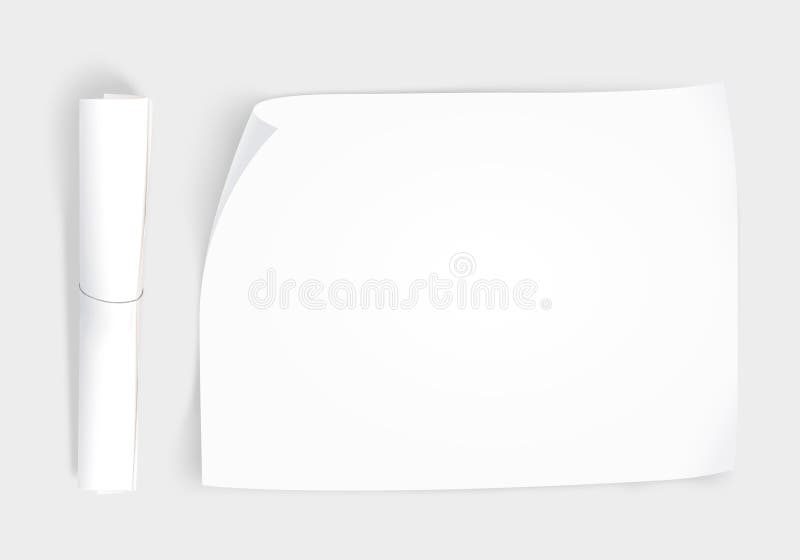 Blank whatman paper mockup with roll, top view isolated royalty free illustration Blank whatman paper mockup with roll, top view isolated royalty free illustration