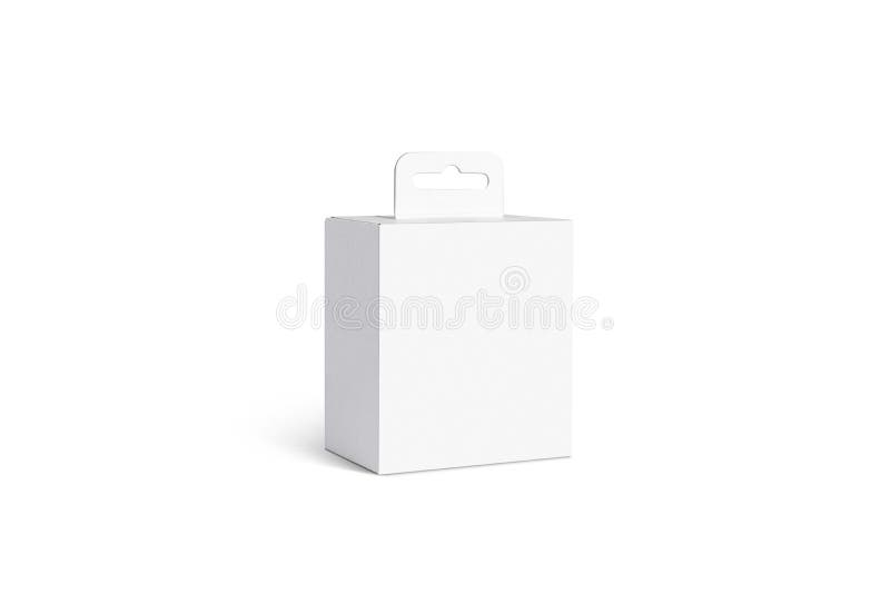 Blank White Accessory Box with Hanger Mockup, Isolated Stock Image